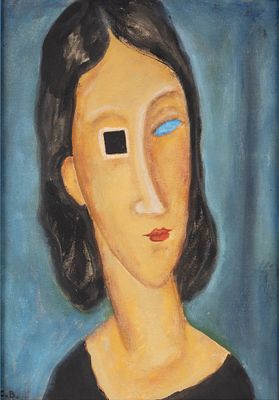 Соболевский В. И. Супрематический Модильяни. 1995. Бумага, темпера. Размер 33х24 см. Хорошее 