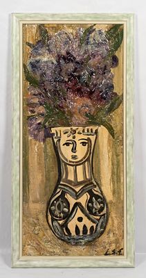 Эль-Сафади Л. Букет Пикассо. 2020-е гг. Оргалит, авторская техника. Размер 90,5х40 см. Размер 