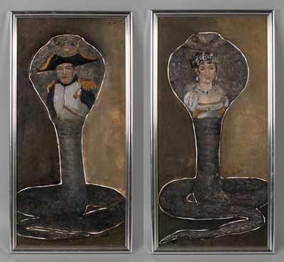 Эль-Сафади Л. Королевские кобры. Парные картины. Картон, масло. Размеры по раме 64х33 см. Хороше 