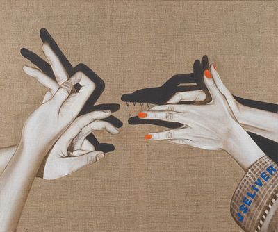 Селиверстова Ю. Заяц и лиса. 2024. Холст, масло. Размер 50х60 см. Юля Селиверстова (р. 2000) 