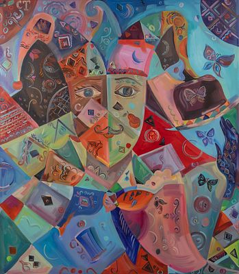 Самсонидзе Т. Г. Чудесный клоун. 2024. Холст, масло. Размер 70х80 см. Хорошее состояние. 