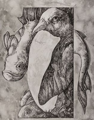 Эль-Сафади В. Пингвиний сказ. Бумага, тушь. Размер 55х44 см. Хорошее состояние. Провенанс: от 