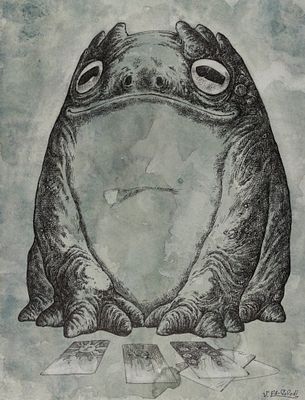 Эль-Сафади В. Жаба с таро. Бумага, тушь. Размер 40х30 см. Хорошее состояние. Провенанс: от 