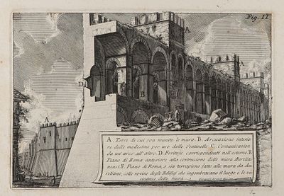 Пиранези Д. Б. Башни, укрепляющие стену. Таб. II из &laquo;Римских древностей&raquo; (Le Antichit&agrave; Romane). 