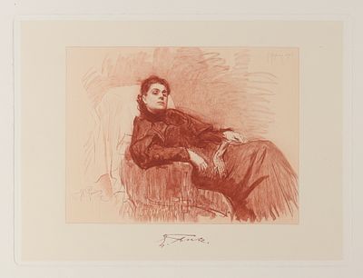 Франк Г. И. (гравер), Репин И. Е. (по рисунку). Портрет актрисы Элеоноры Дузе. 1893. Бумага 