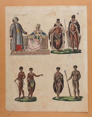 Одеяния разных народов. Лист III из "Детского музеума". 1816. Бумага верже, резцовая гравюра 
