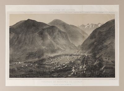 Пети В. Панорама французского курорта Баньер-де-Люшон. 1850-е гг. Бумага, литография. Размер по 