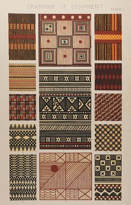 Орнамент диких племен. Savage tribes № 1. Цветная литография. London, 1856. Орнамент диких 