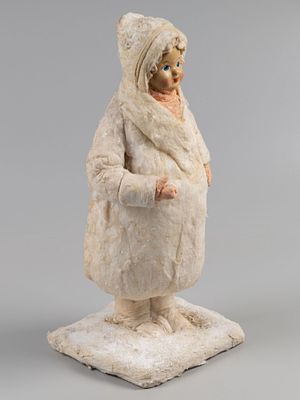 Снегурочка. Елочная игрушка. Ярославский промкобинат 1942-1944. Вата. Высота 30 см. Ярлык артели 