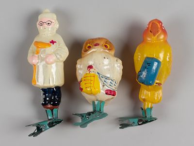 Елочные игрушки на прищепках. 3 шт. Из набора Айболит. Завод стеклянных елочных украшений и 