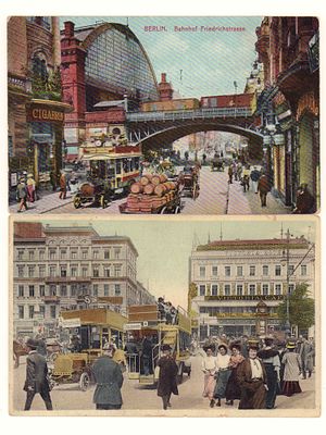 Германия. Берлин. Автомобили на улицах города. Набор из 2-х цветных открыток. Начало ХХ в. Разны 