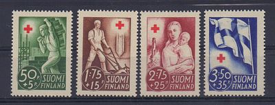 Почтовые марки Финляндии. Красный Крест. 1941 г. Мих. №233-236. Негашеные. Состояние **.