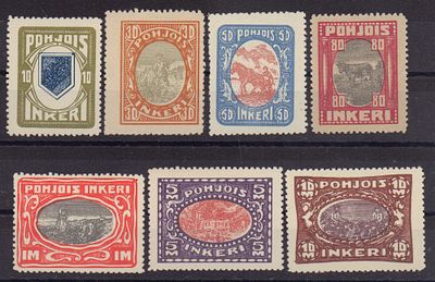 Почтовые марки Ингерманландии. 1920 г. Сол. №8-14. Негашеные. Состояние *.