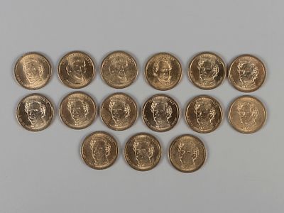 США.. 1 доллар. Президенты J. Buchanan (1 шт), T. Jefferson (2 шт) и F. Pierse (12 шт) XF-AU. Сос 