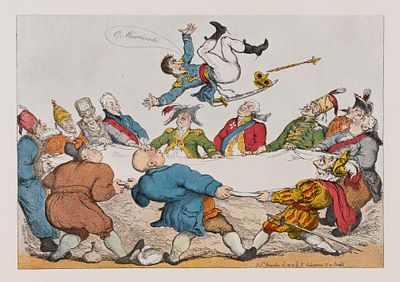 Карикатура на Наполеона и европейские страны. Репродукция офорта Т. Роулендсона. Иллюстрация из 