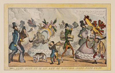 Карикатура на тему курения. Иллюстрация из книги Э. Фукса "Карикатуры". 1902. Размер листа 19 