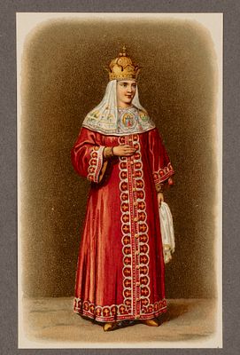 Солнцев Ф. Г. (по рисунку) Царица в большом выходном наряде. 1900-е гг. Хромолитография. Размер 