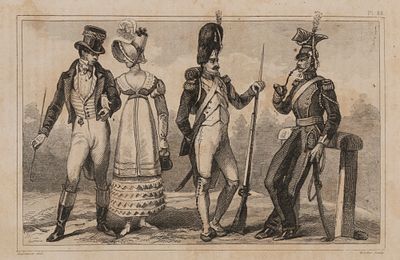 Костюмы времени Империи. 1850-е гг. Бумага, гравюра на стали. Размер листа 15х23 см. Условно 