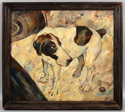 [После выставки] Кундышев К. В. Собака в городе. 1999. Холст, масло. Размер по раме 50х56 см. 