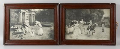 Парные рамы. С фототипиями картин Ж. Жирарде. Наполеон I с семьей. Начало XX века. Дерево 