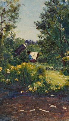 [Из семьи художника Н. Н. Дубовского] Дубовской Н. Н. Летний день. Вид на домик в лесу. Этюд. 