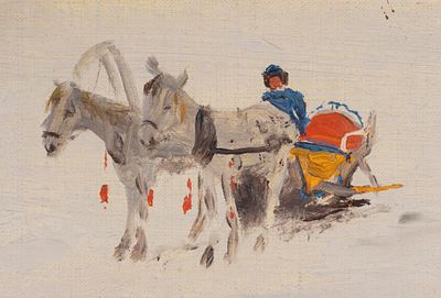 [Из семьи художника Н. Н. Дубовского] Дубовской Н. Н. Сани зимой. Этюд. 1910. Холст без 