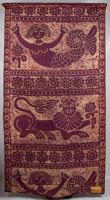 Курис М.А. Декоративная ткань "Русалка". 1960-1970-е. Горячий батик, бязь. Размер 95х400 см. В 