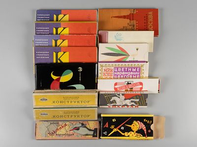 Составной лот. Карандаши, наборы и коробки из-под карандашей 1950-1980-е. 15 шт. 4 большие 