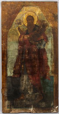 Икона праотеческого чина. Праотец Енох. Русский Север, Тихвинская школа, XVI- нач. XVII в. . 