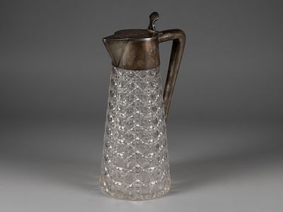 Кувшин. Вензель "СК" 1896 г. Хрусталь, бел. металл. Высота 24.5 см. Клеймо 84 пр., именник "ЯР" 