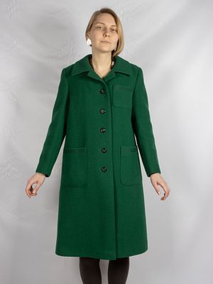 Пальто. Зеленое. Простеев. Чехословакия. 1970. 100% шерсть, подкладка ацетат. Ширина в плечах 
