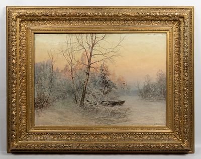 Писемский А. А. Зимний рассвет. Кон. XIX - нач. XX вв. Холст, масло. Размер 60х84,5 см. Размер 