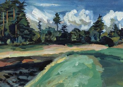 Лепорская А. А. Заполье. 1932. Бумага, акварель, гуашь. Размер в свету 30,5х42 см. Размер по 