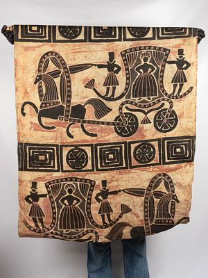 Курис М.А. Декоративная ткань в авторской росписи. Кареты. 1960-1970-е. Хлопок, горячий батик 