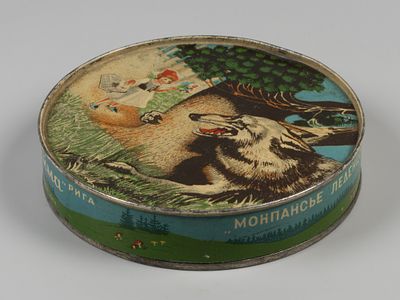 Коробка. Монпансье. Красная Шапочка. Фабрика "Лайма". Рига, сер. ХХ в. Жесть, хромолитография. Д 