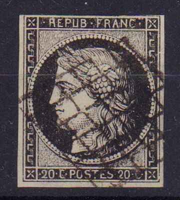 Почтовая марка Франции. 1849 г. Мих. №3. Гашеная.