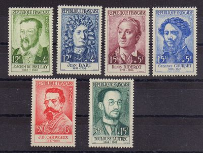 Почтовые марки Франции. 1958 г. Мих. №1202-1207. Негашеные. Состояние **/*.