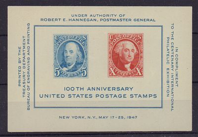 Почтовые марки США. 1947 г. Мих. Блок 9. Негашеный. Состояние **.
