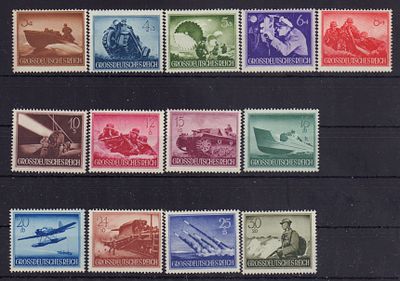 Почтовые марки III Рейха. Война. 1944 г. Мих. №873-885. Негашеные. Состояние *.