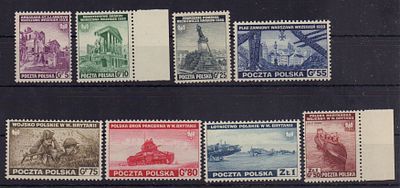 Почтовые марки польского правительства в Лондоне. 1941 г. Мих. №360-367. Негашеные. Состояние **.