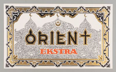 Orient Ekstra. Табачная этикетка. Таллин. 1930-е гг. Хорошее состояние. Следы бытования.