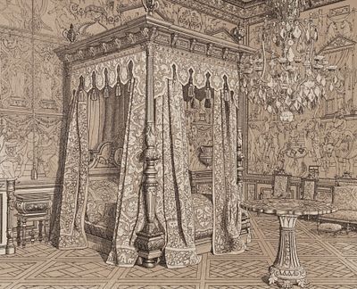 Рено (гравер) Балдахин в спальне. Европейский интерьер XVI века. Вторая половина XIX века. 