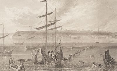 Таганрог. Лист из "Вселенной Мейера". 1841. Гравюра на стали. Размер по паспарту 24х30 см. Хорош 