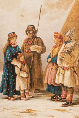 Лопари. Хромолитография из "Иллюстрированной энциклопедии народов России". 1870-е гг. Размер 