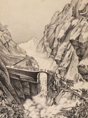 Переход Суворова через Чертов мост. 14 сентября 1799. Картографическое зав. А. Ильина. Сер. XIX 