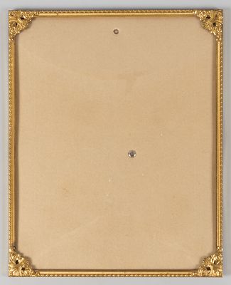 Рама настольная. С золотыми накладками по углам. Пер. пол. XX века. Латунь, вогнутое стекло 