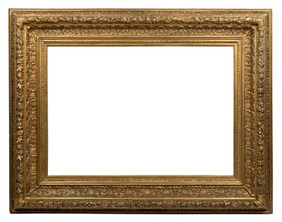 Рама картинная. Золотая с растительным узором. Дерево, резьба, золочение. Размер по раме 92х118 