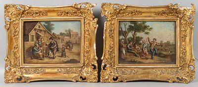 Н/х. Сцены сельской жизни. Парные картины. Конец XIX - начало XX века. Размер обеих в свету 