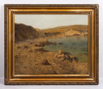 Н/х. Морской залив. Штиль. Вольная копия с Р. Г. Судковского. Конец XIX - начало XX века. Холст 