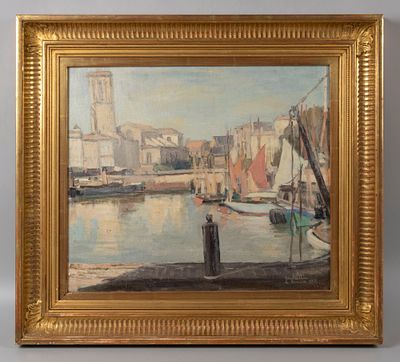 Валлин Э. Вид на Ля-Рошель, Франция. 1924. Холст, масло. Размер по раме 51,5х58 см. Хорошее 